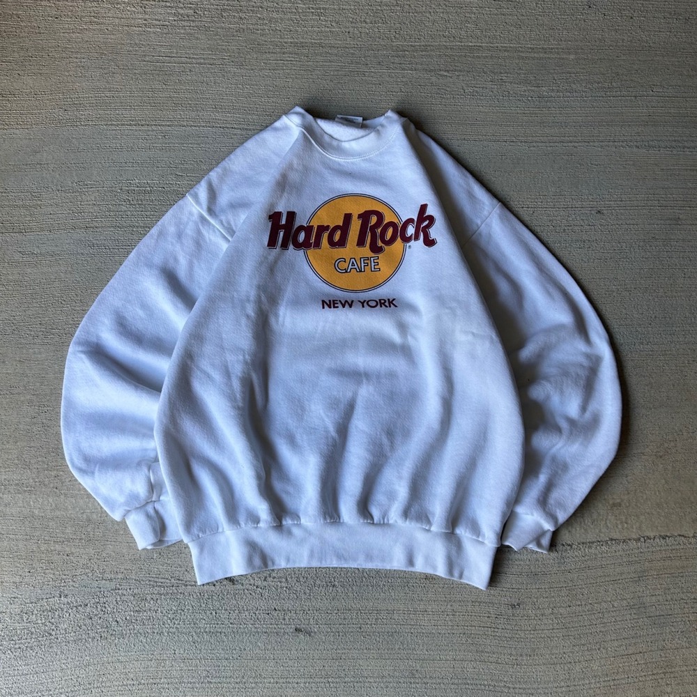 Vintage 90s Hard Rock Cafe New York white sweatshirt